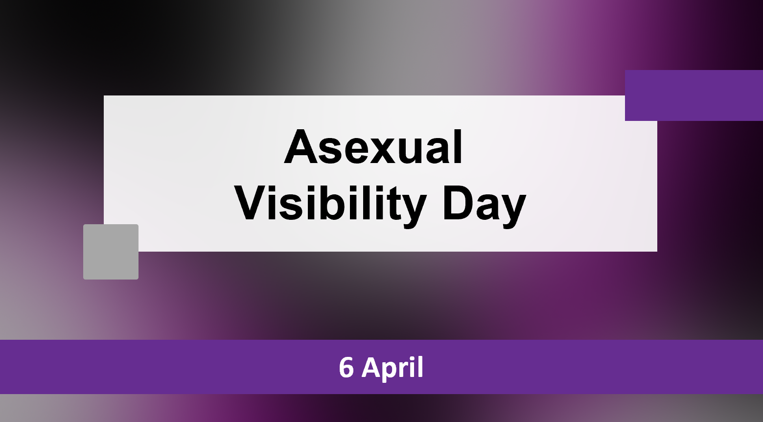 Abstract Aseuxal Flag, overlaid with "Asexual Visibility Day" 