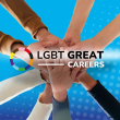 LGBT Great Careers Logo in front of holding hands