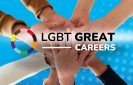 LGBT Great Careers Logo in front of holding hands