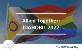 Progress flag with title overlay: "Allied Together: IDAHOBIT 2022" 